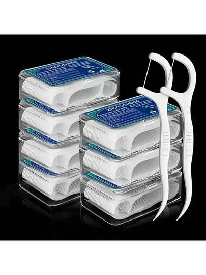 50 Portable Dental Floss Picks Dispenser - Travel-Friendly Teeth Cleaning Tool Storage Box With Individual Toothpicks - Perfect For Camping, Gifts, Teeth Cleaning Supplies, Easy-To-Clean Material, Lightweight Design, A Must-Have For Frequent Travelers