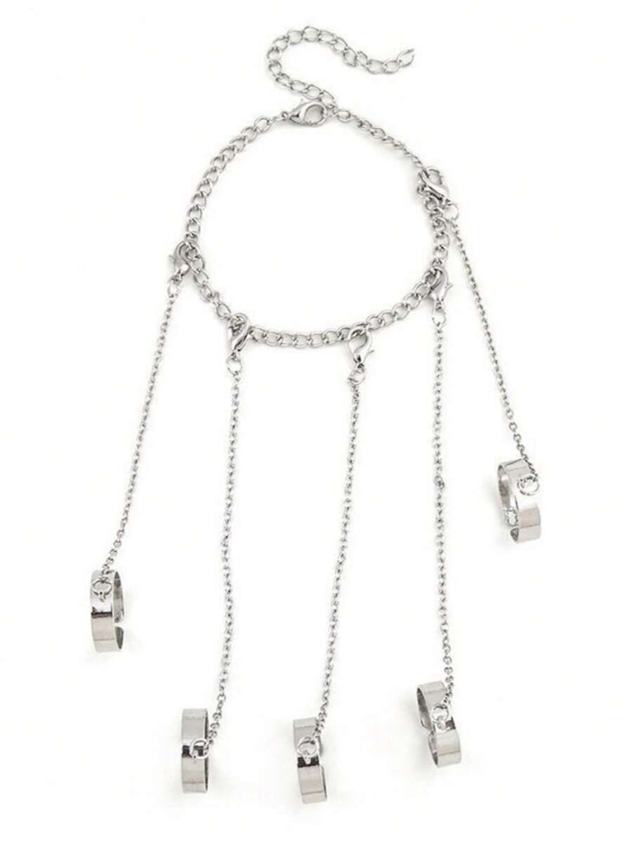 New Punk Style Silver Knuckle Ring Chain, Adjustable Fashion Jewelry For Men And Women, Hip Hop Accessories Gift