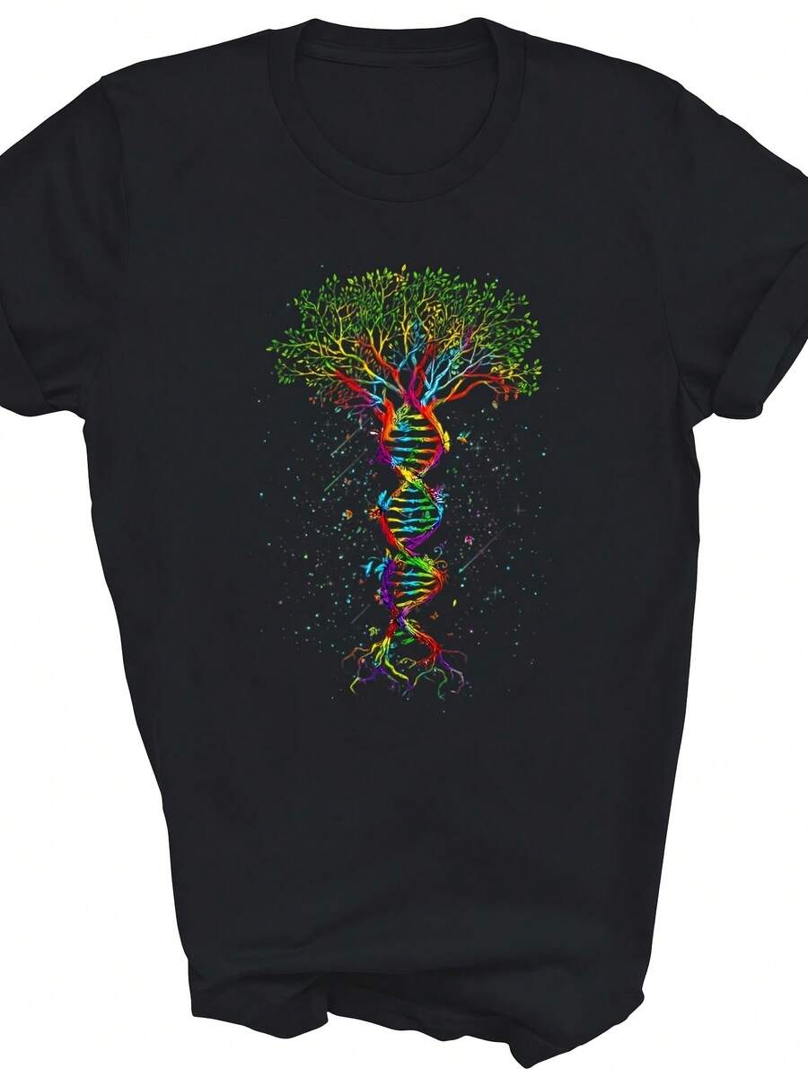 Camiseta unisex de regalo para biólogo genetista con diseño del árbol de la vida y ADN - Estilo 3 - Ver 1