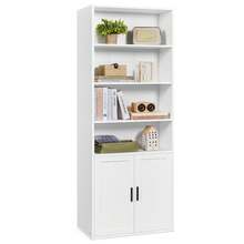 VASAGLE Bookcase, 6-Tier Tall Shelf, Standing Shelf with Doors, Open Storage Shelf, for Living Room, Home Office, Dining Room - Wolkenweiß - Übersicht 8