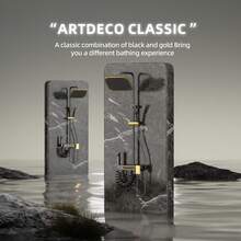 1 Vintage Black And Gold Shower Set, Featuring A Multi-Function Faucet And Storage Rack, Suitable For Home Bathrooms. Bathroom Accessories Bathroom Tools - Black and Gold - View 4