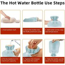 1pc Hot Water Bottle, 1000ml/35.27oz, Soft Cover, Reusable, Durable, For Bed, Shoulder Pain, Hand Feet Warmer, Menstrual Cramps