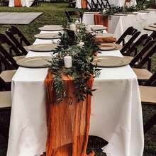 6/10Packs Cheesecloth Table Runner 20 X 120 Inch Gauze 10FT Semi Sheer Boho Fabric Cheese Cloth Table Runner For Wedding Party Birthday Baby Bridal Shower - 紅木色 - 查看 3