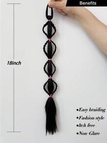 合成泡泡扭马尾高弹力假发女童辫子黑色马尾假发儿童1件 - 彩色 - 查看 4