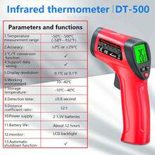 1pc Infrared Thermometer Gun, Handheld Non-Contact Thermometer, Backlit LCD Display, Adjustable Emissivity, Digital Laser Thermometer, Suitable For Home Cooking, Pizza, Barbecue, Measurement Range -50°C To 500°C (-58°F To 932°F), Industrial Grade Thermometer Gun