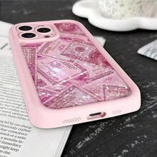 ZE3O 1pc Glitter Pink Dollar Bill Pattern Phone Case Suitable For IPhone17/IPhone17 Air/IPhone17 Pro/IPhone17 Pro Max/16 Pro Max/15 Pro Max/14 Pro Max/13 Pro Max/12 Pro Max/11 Pro Max, Unique Protective Cover Waterproof Shockproof Anti-Fall Scratch Resistant Stable - Hồng - Xem 3