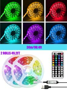 HBOWMDJIA 3ft-100ft Led Strip Lights For Room Decor, With 44-Key Remote And App Control, Change Color In Sync With Music, Timing Setting, Adjustable Brightness, Led Lights For Bedroom, Living Room, Game Rooms, Kitchen, TV Backlight, Halloween Party Decor, Christmas Gifts - APP Control+44 Keys Remote - 查看 16