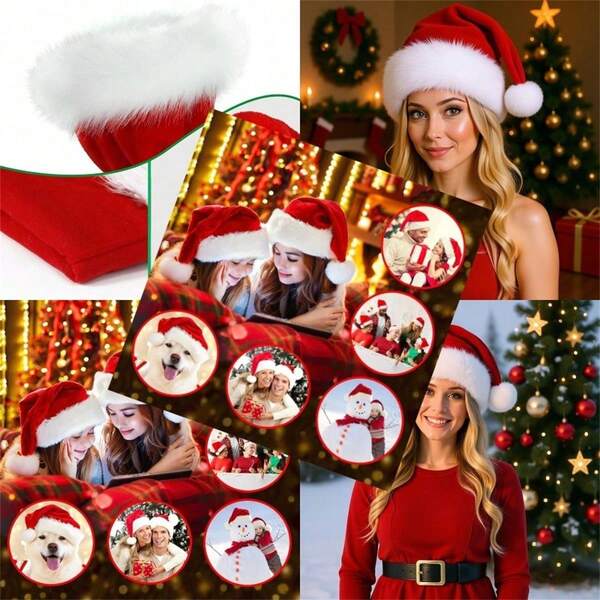 Weihnachtsmütze Weihnachtsmann Mützen für Erwachsene unisex extra dick Weihnachtsmütze für Neujahr Festliche Feiertagsparty