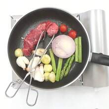 1件不鏽鋼食物夾 - 多功能廚房工具,適用於燒烤、烹飪和甜點製作,完美適合牛排、麵包、燒烤、三明治、甜點盛裝工具,耐用廚房用品,烹飪器具 - 彩色 - 查看 5