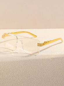 1 Pair Square Frameless Men's Everyday Versatile Fashion Glasses For Travel, Cycling, Fishing, Beach - Multicolor - View 6