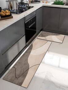 1pc Soft Rubber Kitchen Mat, 3.5mm Thick Kitchen Rug, Patchwork Stylish Design Kitchen Absorbent Mat Large Carpet, Can Be Cut To Fit Kitchen Size, Surface Fabric Material, Middle Sponge Layer, Bottom Rubber Layer, Suitable For Kitchen Rug, Kitchen Decor, Wedding Decor, Home Decor, Bathroom Mat, Entryway Mat, Laundry Room Mat, Hallway Carpet, Living Room Mat, Etc. - Multicolor - View 11