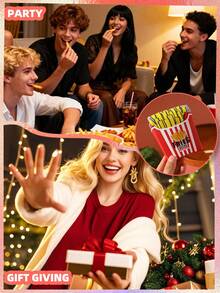 1 Paar neuartige, mehrfarbige Pommes Frites Socken im Geschenkkarton, 2025 Herbst/Winter neue unisex Sportssocken, fantasievolle, an Lebensmittel angelehnte Gestaltung, gestrickt, lang & dick, weich & bequem, perfektes Geschenk zu Ostern, Geburtstag, Thanksgiving, Halloween, Weihnachten, Karneval, Valentinstag, Familientreffen, Party