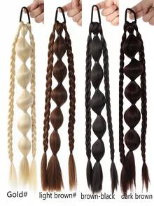 1 Pack Synthetic New Chinese Lantern Bubble Ponytail For Girls, Kids, Sweet And Cool Long Braid Lantern Boxing High Ponytail - Multicolor - View 4