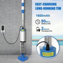 Aspiradora inalámbrica para albercas pequeñas – Limpiador de alberca Recargable de Mano con Tubo telescópico, succión Potente para albercas elevadas, spas y jacuzzis - Azul y blanco - Ver 5