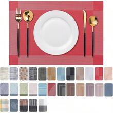 Washable Vinyl Placemats Set Of 4 For Indoor/Outdoor Use - B-four-corner-red - View 12