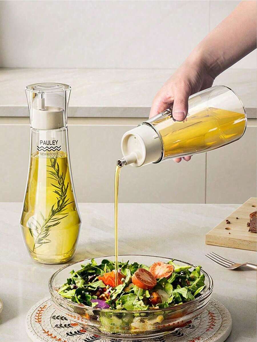 1pc Multi-Function Glass Seasoning Bottle Set With Brush - Oil/Wine/Vinegar/Sauce Dispenser, Leak-Proof Kitchen Storage Organizer, Suitable For Home And Restaurant - Multicolor - View 1