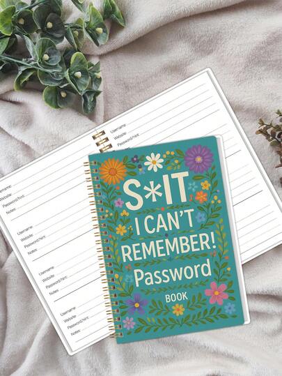 1本密码本，用于记录网站地址登录信息，A5尺寸（5.2英寸 x 7.6英寸），密码管理本，带笔记栏和内袋，办公学习用品，办公桌配件，情人节礼物（女士适用）。