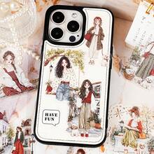 20张/包 女孩主题贴纸，创意美学贴纸，DIY装饰拼贴工艺材料，节日礼物，个性化剪贴簿学习用品文具 - 粉色 - 查看 5