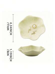 1 件优雅陶瓷荷叶珠宝托盘，装饰性珠宝收纳盘，用于耳环戒指项链手镯，小饰品托盘收纳盘，用于钥匙硬币小配件，时尚陶瓷梳妆台收纳盒，适用于梳妆台床头柜浴室桌，多功能珠宝架盘，适合女士女孩 - 彩色 - 查看 11