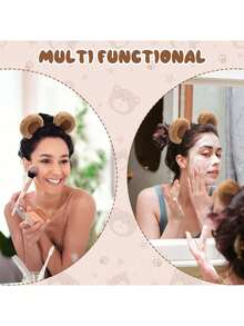 1 pieza/2 piezas Diadema con orejas de oso marrón adorable y ajustable, diadema con orejas de oso, adecuada para fiestas de disfraces, fiestas de noche, maquillaje, lavado de cara, accesorios para el cabello de mujer, diadema para atar, disfraz de Halloween (Debido a las diferencias en la iluminación de la toma y los parámetros de la pantalla de la cámara, puede haber ligeras diferencias de color en el producto) - Multicolor - Ver 2
