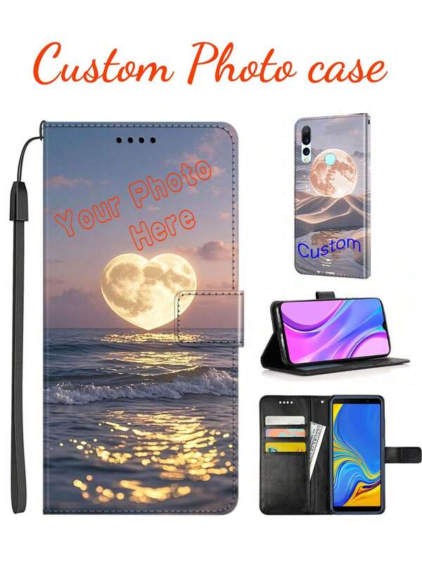 Customized Photo Wallet & Phone Case, Personalized Gift With Card Slots, Stand, Lanyard, Suitable For Couples, Festivals