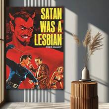 Framed 1PC Satan Was A Lesbian Poster - Vintage Retro Movie Wall Art Print - Lesbian Gifts For Girlfriend - Cool Unique LBGTQ, Queer Picture For Gay Women - Chic Home Decor Queer Fiction Photo Creative Wall Art Canvas Painting High-Quality Print, Waterproof,Fade-Resistant, 2D Perfect Gift For Him/Her, Enthusiasts, Ideal For Seasonal Decor,Event Supplies, Birthdays,Valentine's Day, Mother's Day, New Year, Halloween,Thanksgiving Day,  Christmas, Easter - 框架 - 查看 2