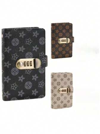 带密码锁的笔记本，内置现金收纳功能 - 坚固耐用的硬面封面，配备金属锁扣，保护隐私/存放现金/记录日记/便携式收纳包/安全储蓄，适合学生/青少年/旅行者，可用于学校/办公室/旅行、圣诞节/新年/冬季等场合，也是送给学生/朋友的礼物，简约安全风格