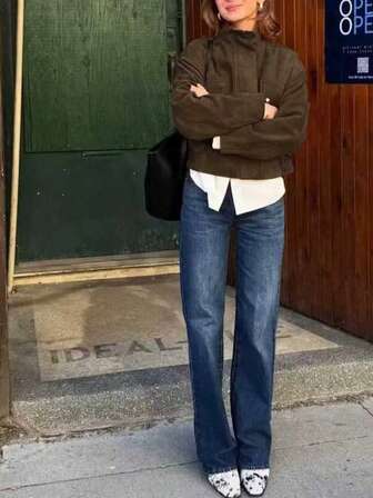 Europe And The United States Fashion Simple Jackets For Women Lapel Single Breasted High Texture Short Woolen Coat Slouchy Casual Solid Color Long Sleeve Retro Temperament Loose With Fashionable Blouse Lady Winter Clothes For Woolen Coatjackets For Women