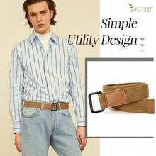 JASGOOD Men Canvas Double Ring Belt Plus Size Men Cloth Casual Belt For Jeans Pants{"Color_name":"Khaki(Canvas)","Size_name":"FitsWaistSize45\"-50\""} - 多色27 - 查看 4