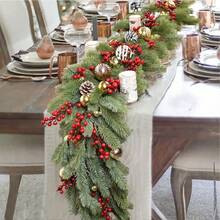 1pc 6.23ft/75inch Home Decor Artificial Christmas Decoration Pine Vines, Christmas Room Decoration Artificial Pine Cone Vines, Can Be Made Into Christmas Wreath, UV Protection Hanging Artificial Pine Wreath Vines, Christmas Home Decor, Winter Green Garland Holiday Season Mantel Table Runner Centerpiece