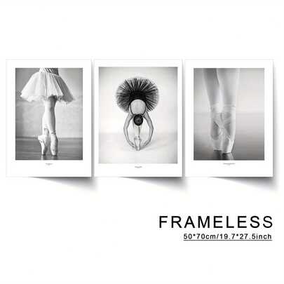3 piezas, sin marco, conjunto de pósteres de bailarina, combinación de pintura decorativa en blanco y negro, arte de pared minimalista, decoración de pared para sala de estar, dormitorio, cocina, oficina, combinación de pintura de arte de pared para el hogar, material de lienzo, pintura en aerosol HD, tres tamaños disponibles, sin marco