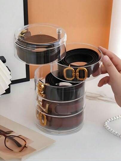 5/4/3-warstwowe, stylowe, cylindryczne pudełko akrylowe do przechowywania – pyłoszczelne i regulowane, odpowiednie do pasków, zegarków i akcesoriów – idealny prezent dla pary na Walentynki lub Święto Dziękczynienia, pudełko na biżuterię, ekskluzywne na Walentynki i Święto Dziękczynienia.