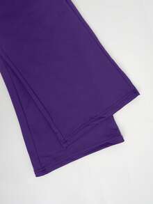 Women's High Waist Casual Sports Solid Color Button Pockets Straight Leg Pants - Purple - View 4