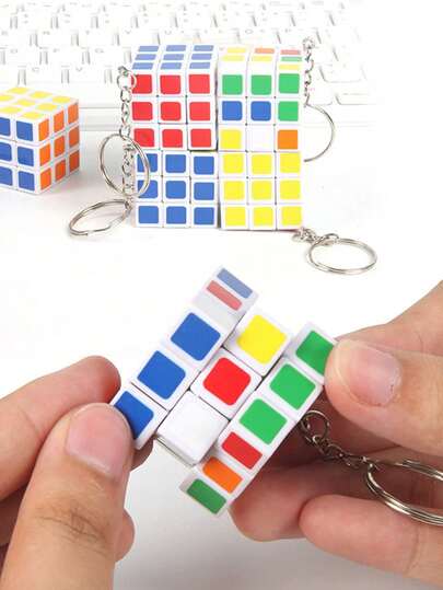 1/12pcs Mini 3x3x3 Magic Cube Keychain, Creative Gift & Decoration