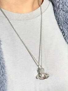 Vivienne Westwood Limited Edition Moon 3D Orb Long Chain Necklace - Silver - View 1