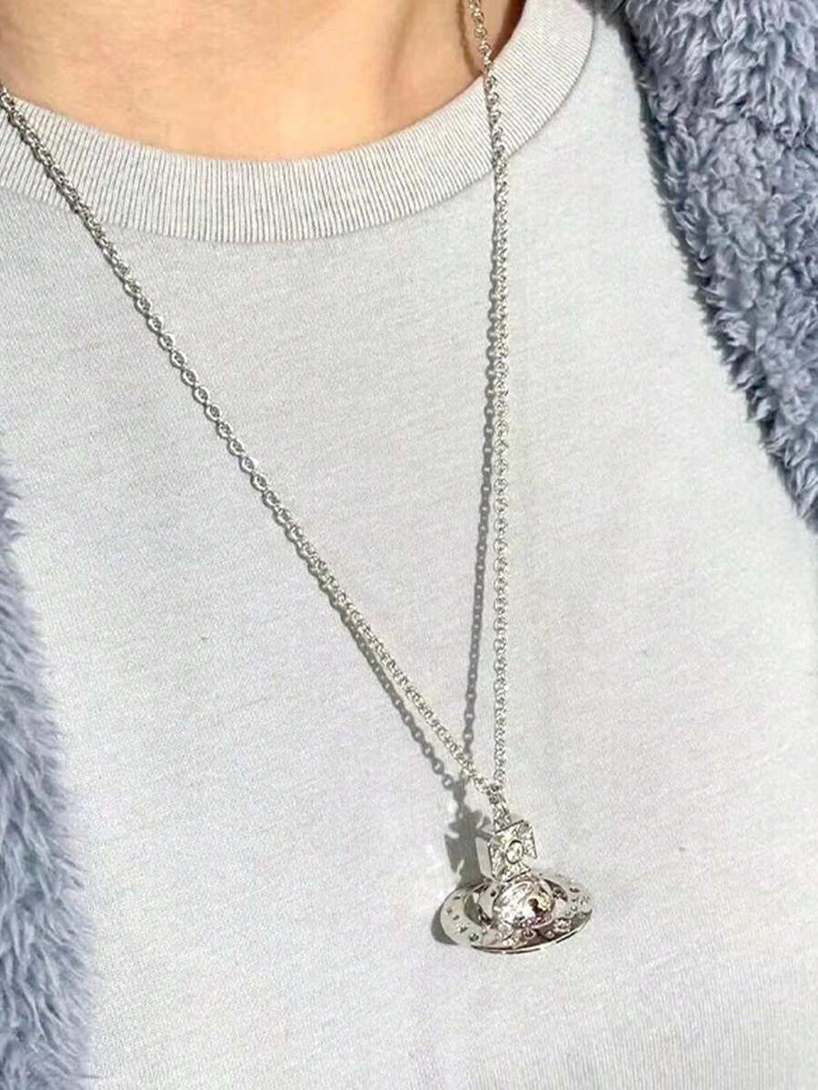 Vivienne Westwood Limited Edition Moon 3D Orb Long Chain Necklace - Silver - View 1