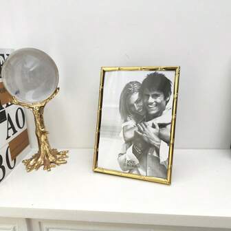 1 pièce Cadre photo en acier inoxydable argenté avec motif tressé, 5", 6", 7", 8", 10" A4, décoration d'intérieur, photo aléatoire incluse