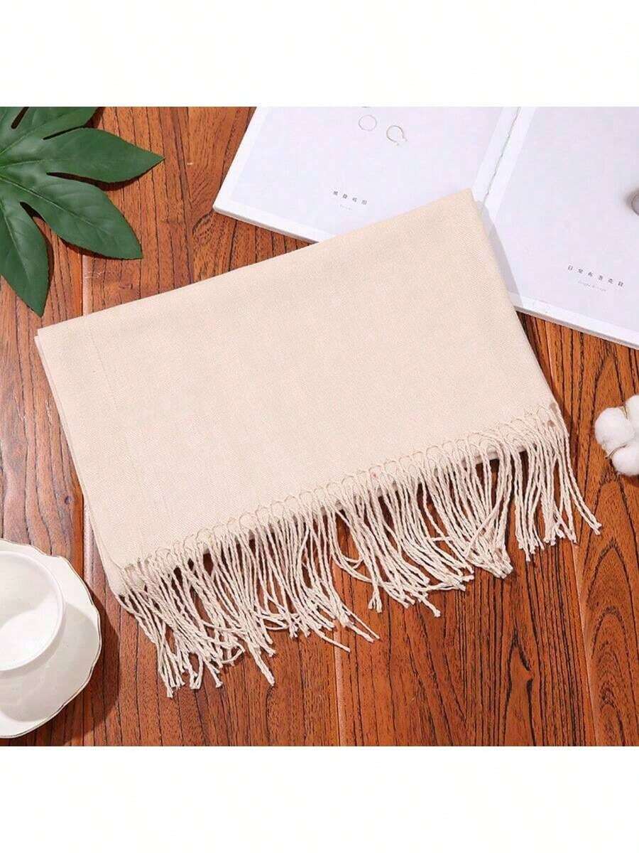 35厘米仿羊绒围巾，拉绒纹理，厚长围巾，秋冬 - 彩色 - 查看 1