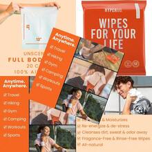 HyperGo XL Body Wipes For Women And Men 12" X12" Rinse-Free Full Body Cleansing Wipes 20 Count Pack - Unscented  Hypoallergenic Aloe-Infused Gym Festival Camping Essentials - 無香型 - 查看 1