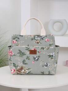 Túi xách vải bạt dày dung tích lớn mới, Túi đựng hộp cơm trưa cách nhiệt bằng giấy bạc, Túi đựng Bento, Khóa kéo nửa kín, Túi đựng đồ dùng ngoài trời nhiều ngăn cho mẹ - màu xanh lá - Xem 10