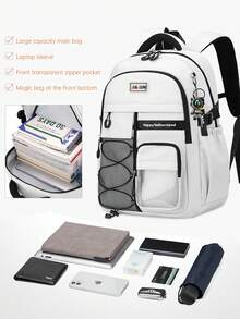 1 pezzo Zaino alla moda unisex, chiusura con cerniera, cinghie regolabili, grande capacità, adatto per lavoro, attività all'aperto, pendolarismo, regalo per il ritorno a scuola