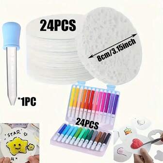 24pcs Watercolor Pens & 1pc Water Dropper - Textured Painting Paper, Professional Drawing Paper, DIY Painting Tools, Creative Design Decorative Paper, Suitable For Handicrafts, Texture Painting, DIY Projects, Enhancing Artistic Experience, Ideal Gift Choice, Inspiring Creativity, Perfect For Party Favors, Student Rewards, Holidays And Birthdays | Playful Design | Textured Surface, Painting & Art Supplies