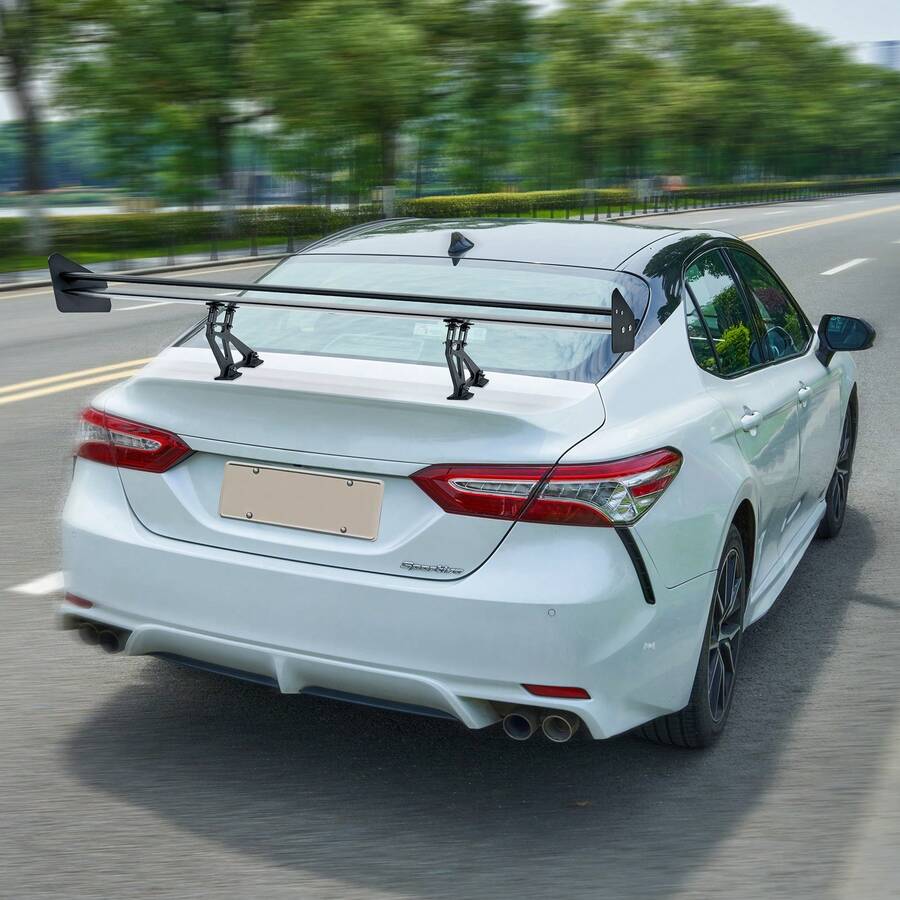 GT Wing Car Spoiler, 53.1 Inch Universal Spoiler With Double Deck, Adjustable Lightweight Aluminum, Car Rear Spoiler Wing, Racing Spoiler BGW/JDM Drift Black - Double Layer Long Bracket Without Holes - View 1