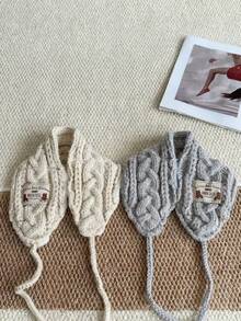 Protetores de ouvido trançados à mão, com fio de pelúcia tricotado, aquecedores de orelha, alças de inverno, versáteis, para rostos pequenos e quentinhos. Protetores de ouvido brancos.