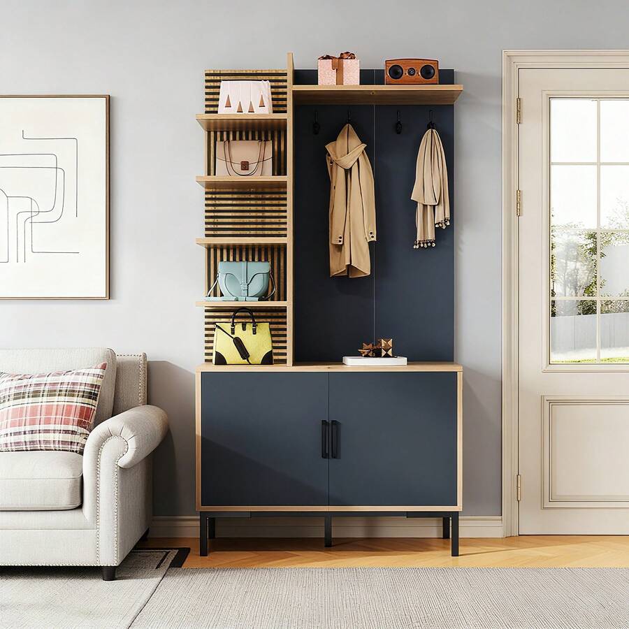 Kleiderschrank-Set mit Schuhfach, Regalen und Haken - Inklusive verstellbaren Trennwänden