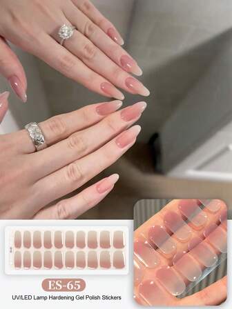 20片装Emi固化凝胶美甲贴纸，透明底油，沙龙品质，持久耐用，需配合UV灯使用，ES20跨境批发代发货，与红皮书美甲贴纸相同