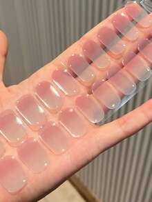 20pcs Emi Cured Gel Nail Stickers, Transparent Base Coat, Salon Quality, Long-Lasting, Requires UV Lamp, ES20 Cross-Border Wholesale Dropshipping, Same As Red Book Nail Stickers