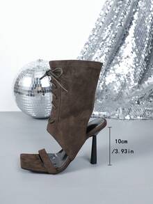 Women's Elegant Strap High Heel Sandals, Suitable For Commuting - Brown - View 3