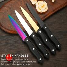 Juego de Cuchillos Dentados para Carne: 8 Piezas de Cuchillos para Carne de Acero Inoxidable - Juego de Cuchillos Afilados para Pan/Mantequilla/Carne (Plata) - Plata - Ver 6