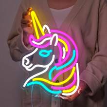 USB-Powered Unicorn Neon Sign - Colorful LED Wall Decor For Girls' Bedroom, Perfect Birthday Or Christmas Gift